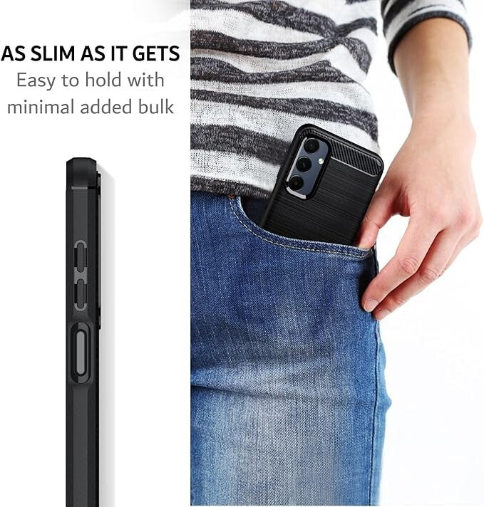 For OPPO RENO 12F CARBON FIBER PHONE CASE SHOCKPROOF SLIM HEAVY DUTY BLACK COVER