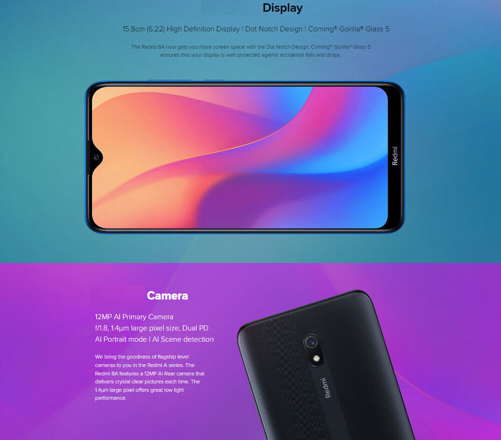 【Pre-Owned】Xiaomi Redmi 8A 32GB 64GB 4G LTE Unlocked Android Global Smartphone