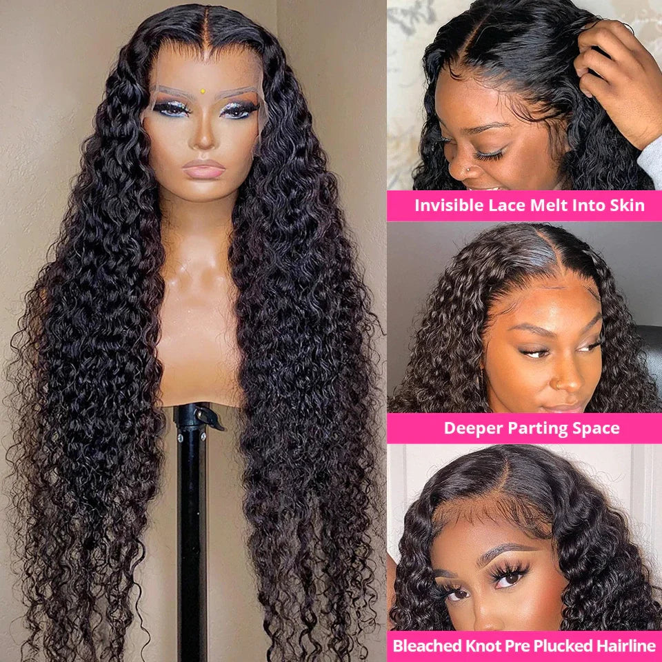 30 40 Inch 13x6 Raw Virgin Brazilian Hair HD Lace Frontal Wig Pre Plucked 13x4 Transparent Lace Front Human Hair Deep Wave Wigs