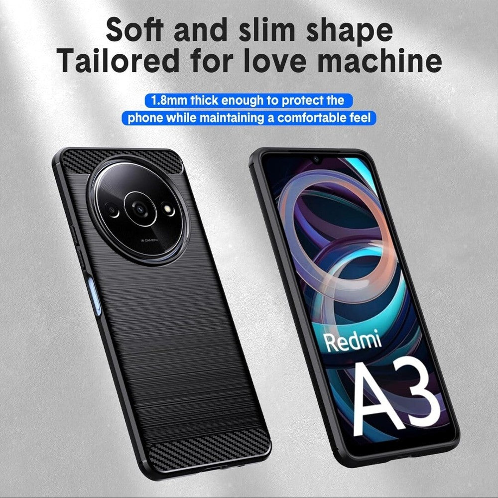 Case For Xiaomi Redmi A3 (2024), Silicone Carbon Fibre Shockproof Phone Cover