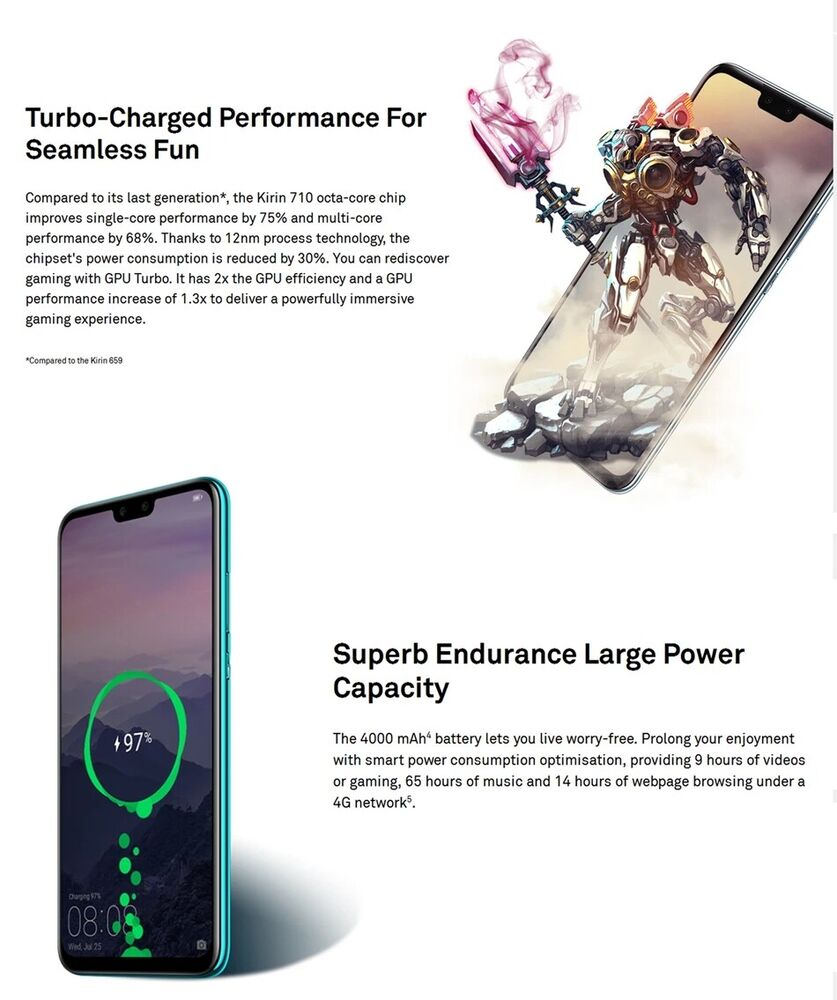【Pre-Owned】Huawei Y9 2019 4G Dual SIM 128GB+4GB RAM 6.5 in Unlocked Smartphone-New Sealed