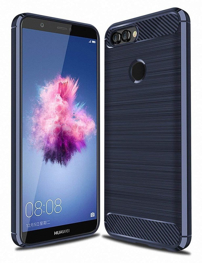 For Huawei P Smart 2017 2019 Clear Black Blue Carbon Fiber Gel Phone Case Cover