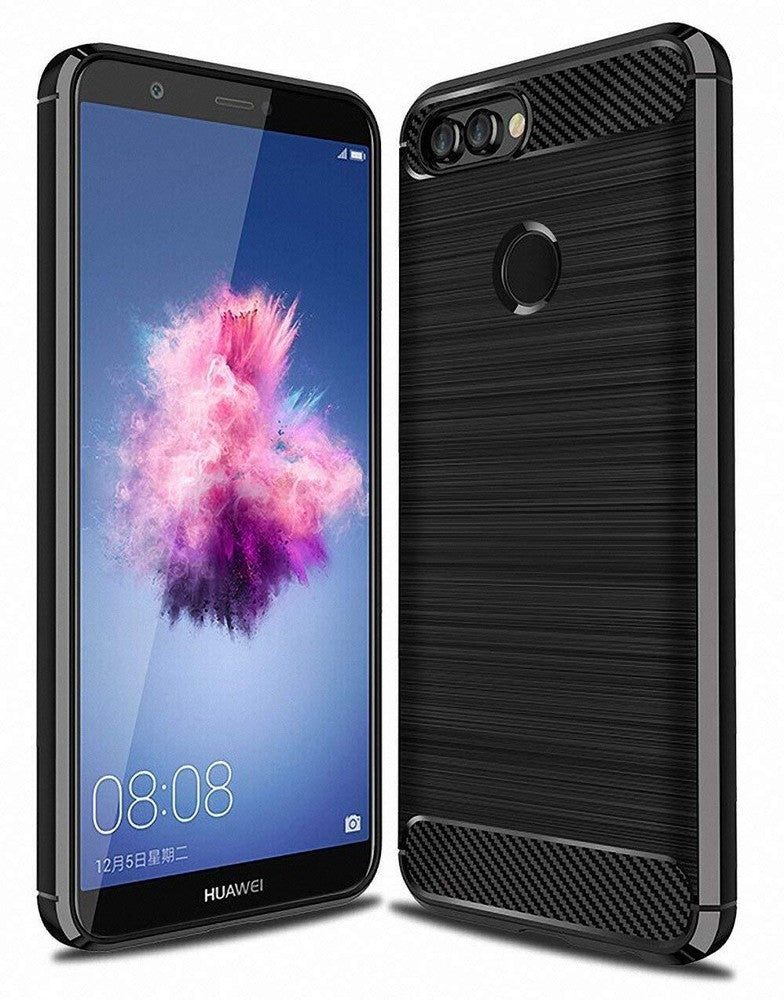 For Huawei P Smart 2017 2019 Clear Black Blue Carbon Fiber Gel Phone Case Cover