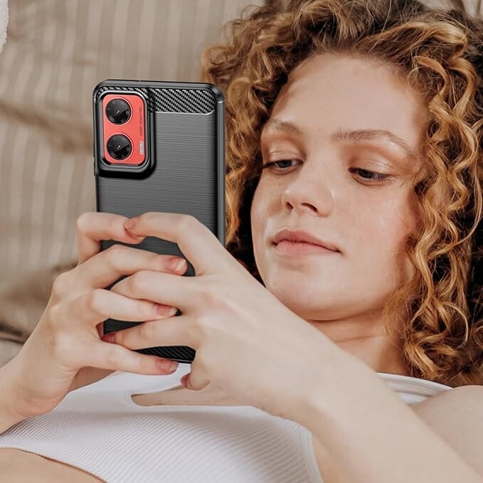 For XIAOMI REDMI NOTE 13 4G CARBON FIBER PHONE BLACK CASE SHOCKPROOF HEAVY DUTY