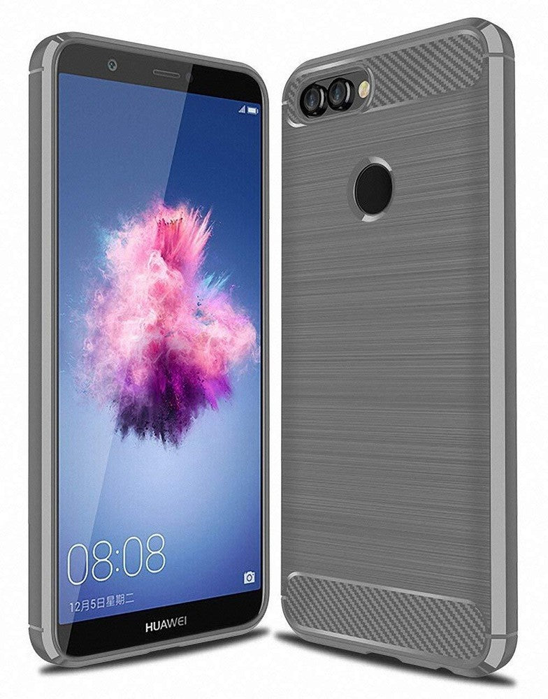 For Huawei P Smart 2017 2019 Clear Black Blue Carbon Fiber Gel Phone Case Cover