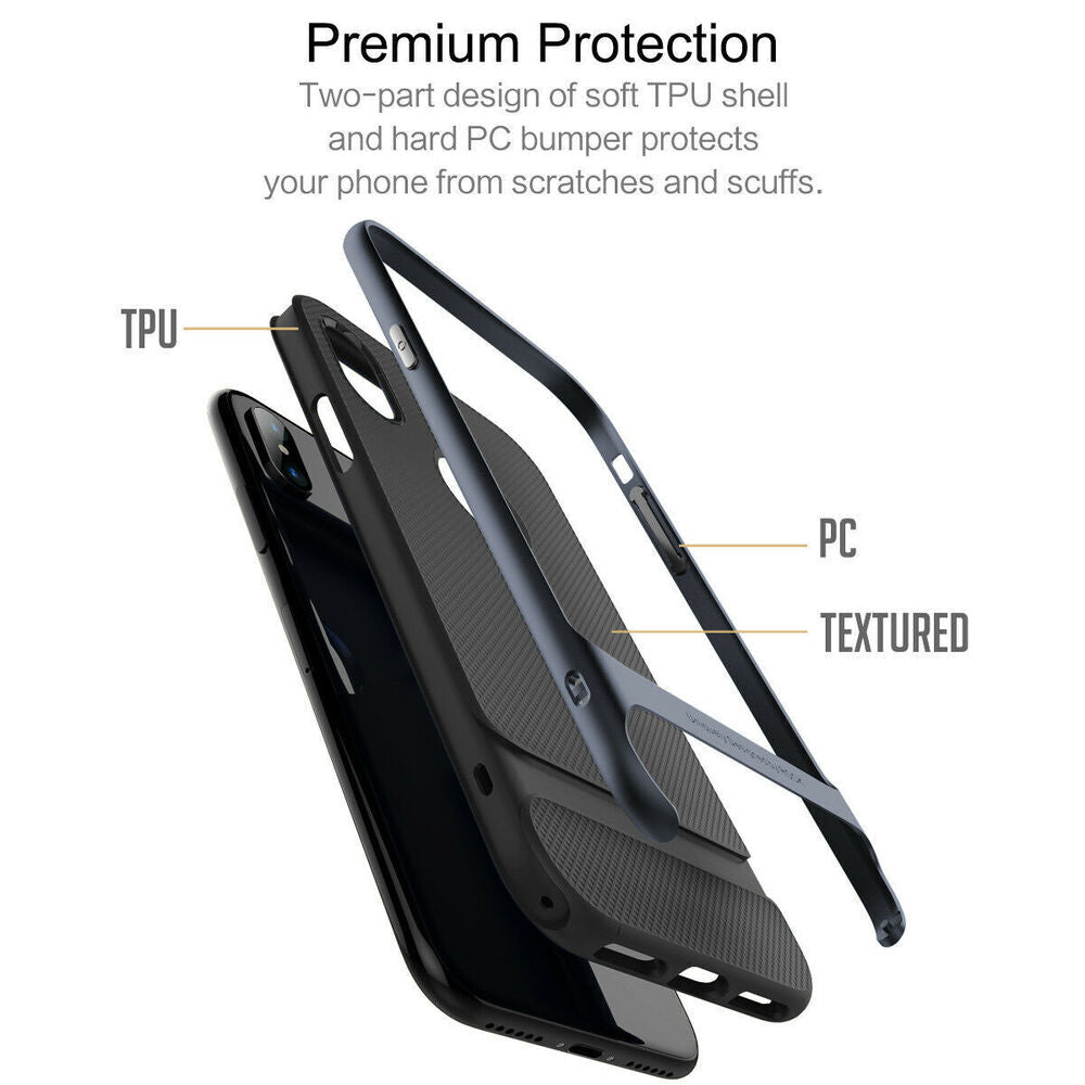 For Apple iPhone XS X Shockproof Phone Case +Tempered Glass Screen Protector