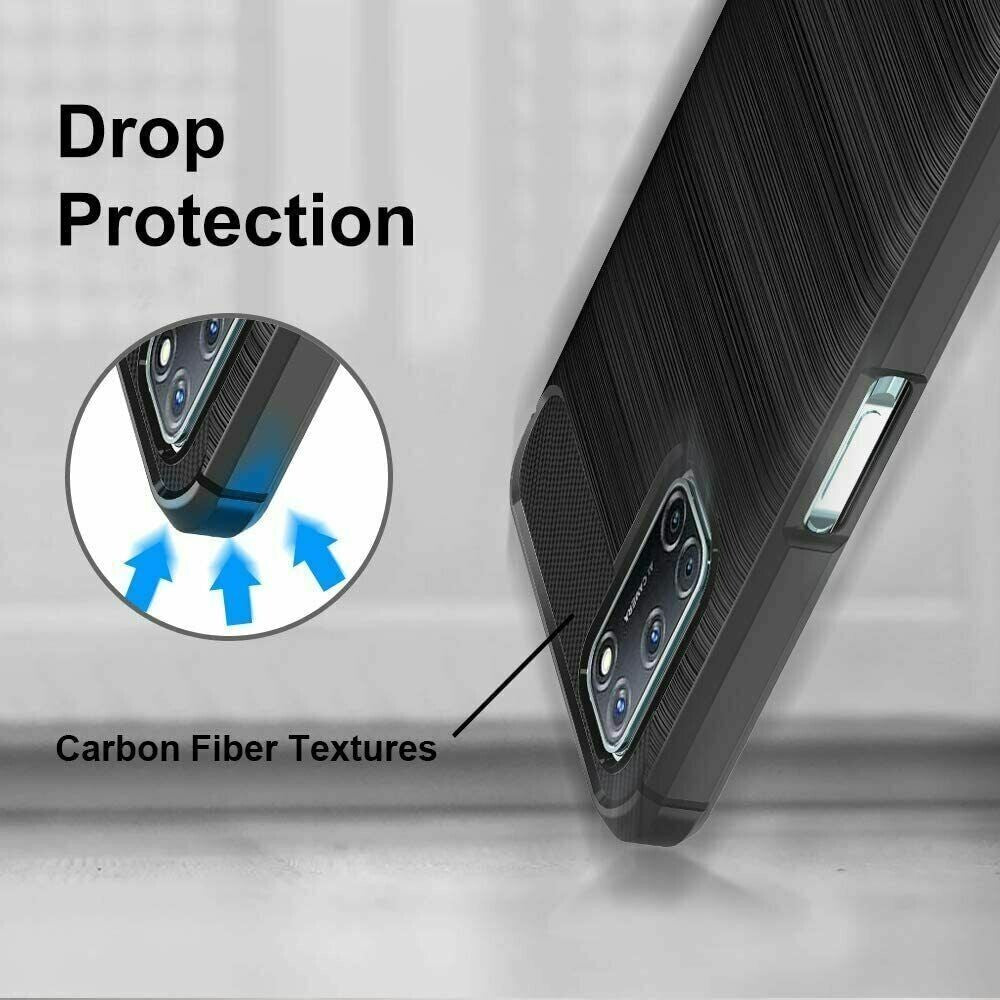 For HUAWEI P60 CARBON FIBRE CASE SHOCKPROOF SLIM HEAVY DUTY BLACK PHONE COVER