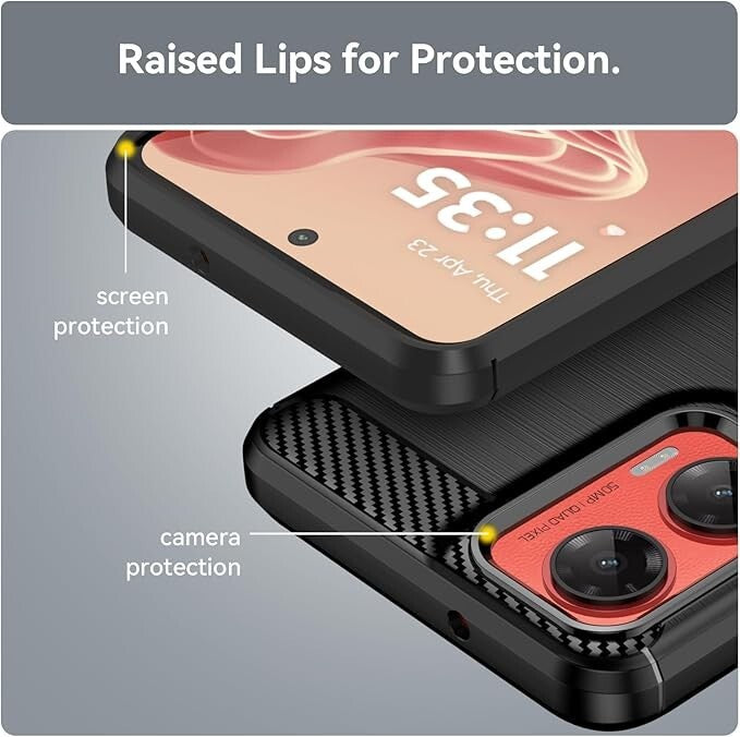 For HONOR X6B CARBON FIBER PHONE BLACK CASE SHOCKPROOF SLIM HEAVY DUTY COVER