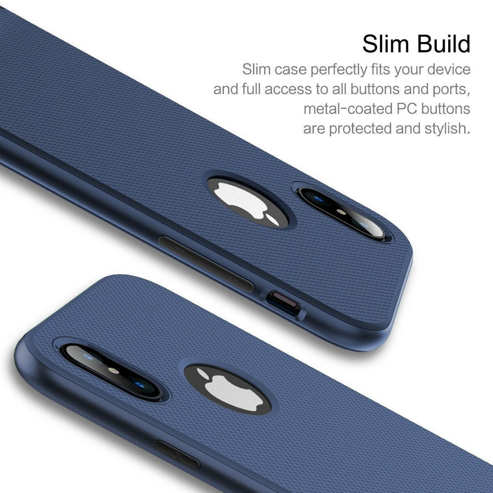 For Apple iPhone XS X Shockproof Phone Case +Tempered Glass Screen Protector