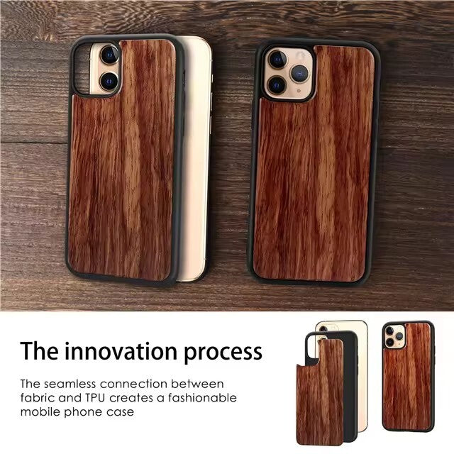 Wooden Case for iPhone 15 14 13 12 Mini 11 Bamboo Walnut wood Eco phone cover