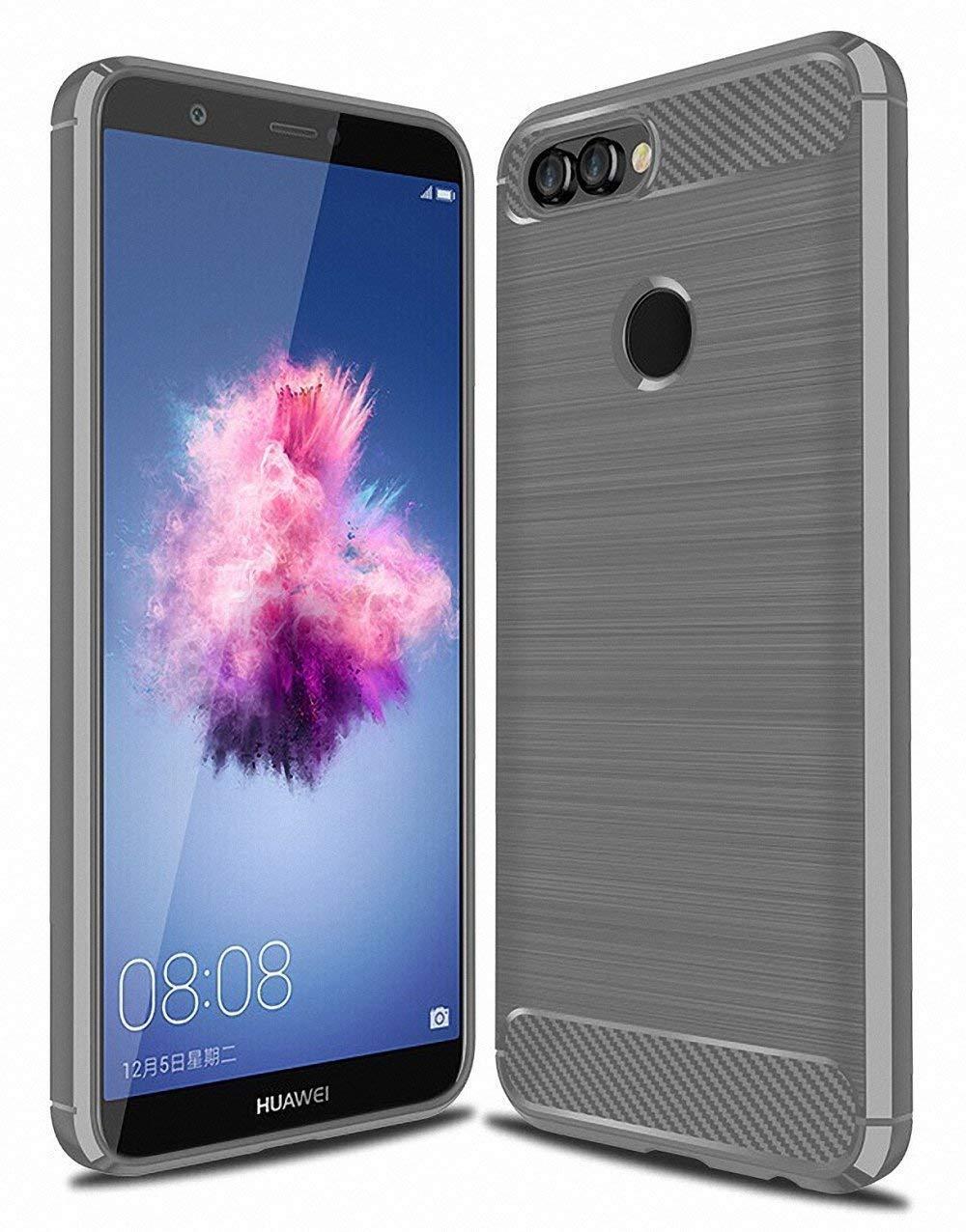 For Huawei P Smart 2017 2019 Clear Black Blue Carbon Fiber Gel Phone Case Cover