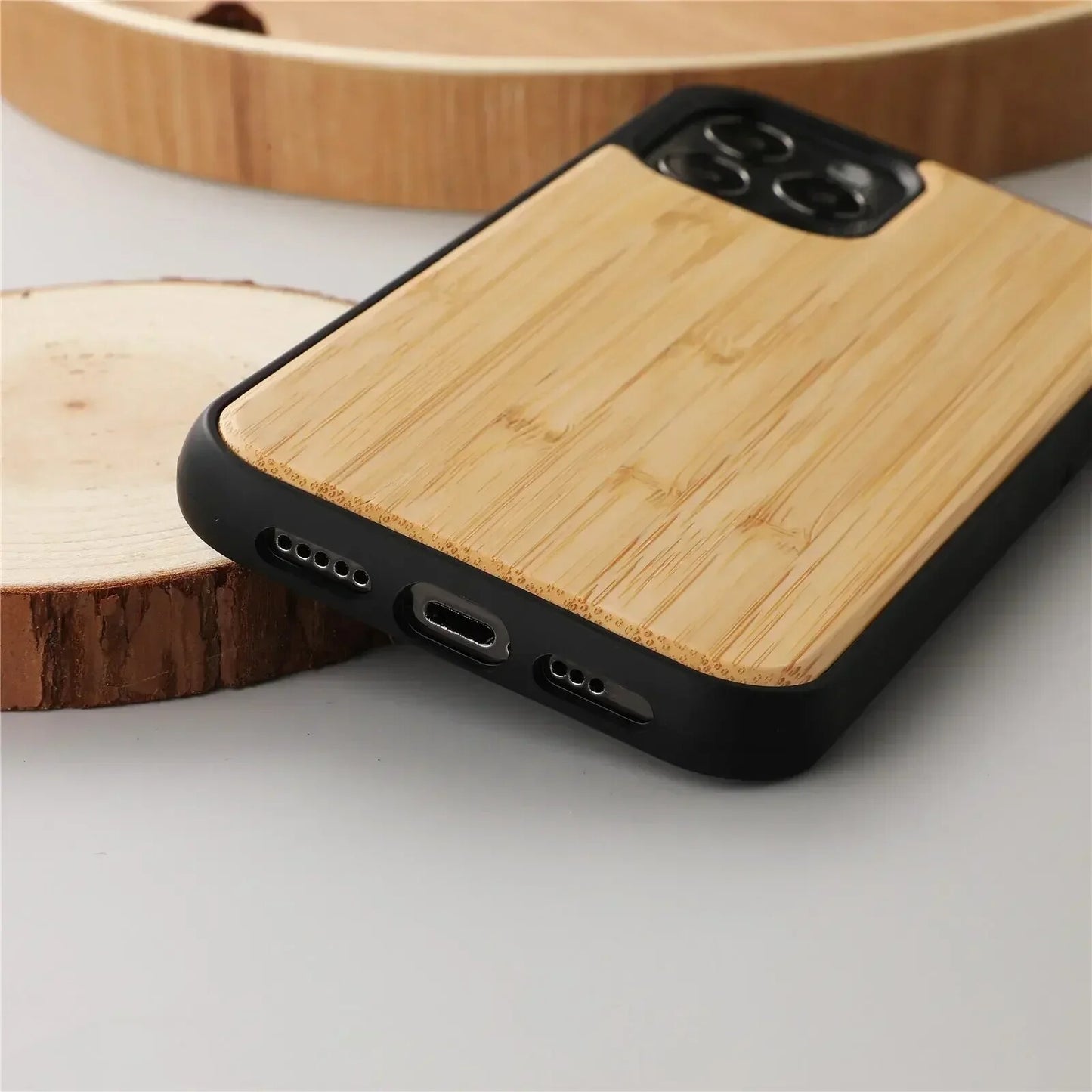 Wooden Case for iPhone 15 14 13 12 Mini 11 Bamboo Walnut wood Eco phone cover