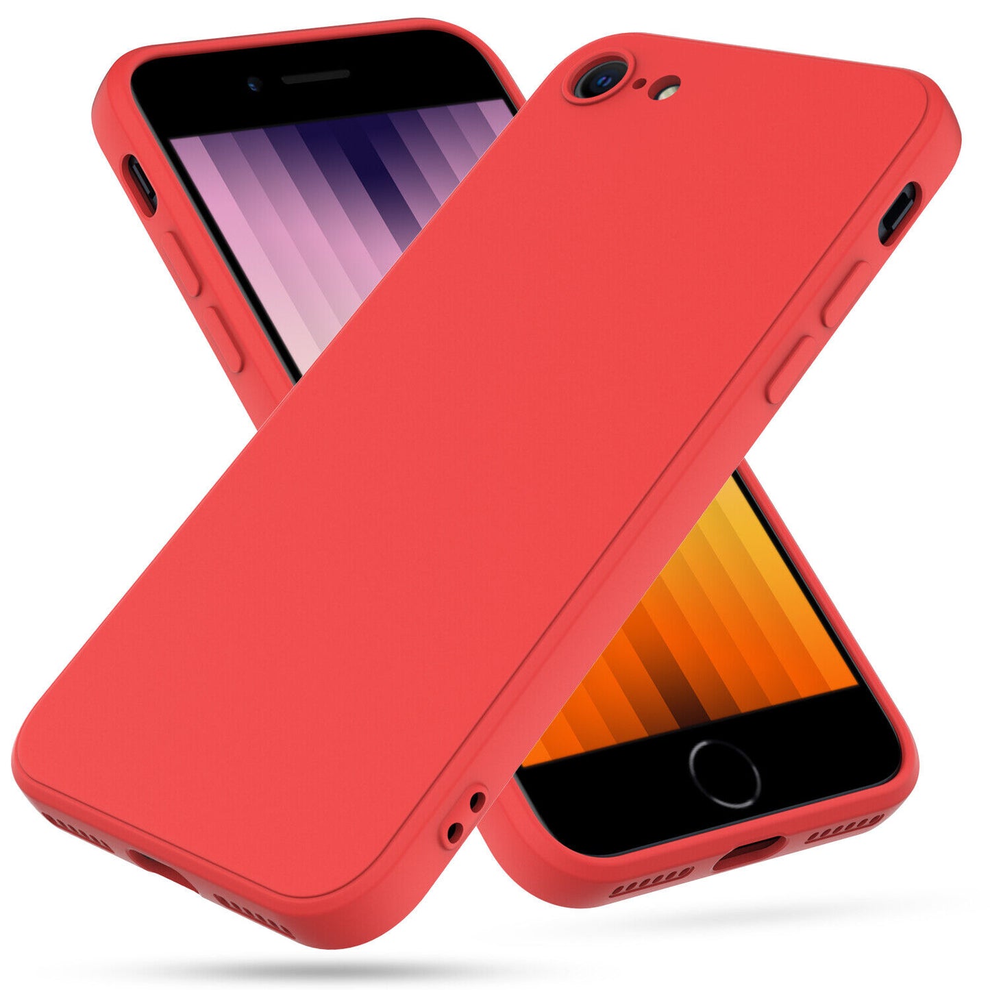 For iPhone 7/8/SE/SE 3 Case Liquid Silicone Shockproof Cover + Tempered Glass US