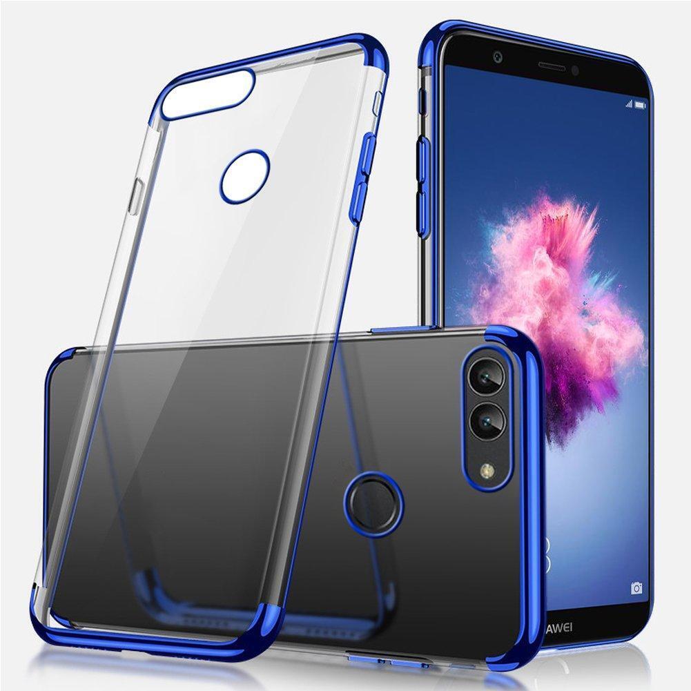For Huawei P Smart 2017 2019 Clear Black Blue Carbon Fiber Gel Phone Case Cover