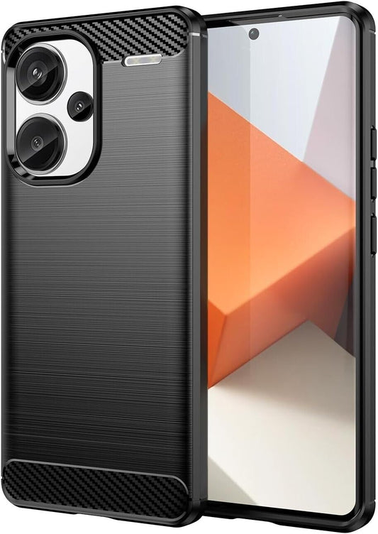 For XIAOMI REDMI NOTE 13 PRO PLUS CARBON FIBRE CASE HEAVY DUTY BLACK PHONE COVER