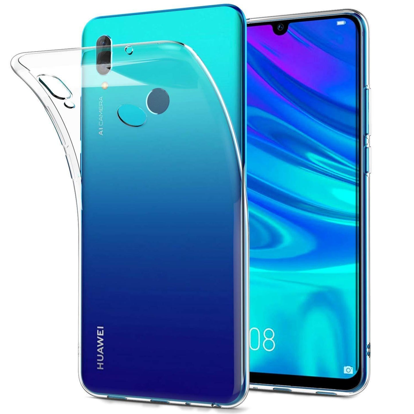 For Huawei P Smart 2017 2019 Clear Black Blue Carbon Fiber Gel Phone Case Cover