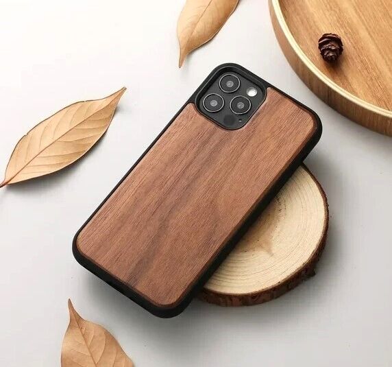 Wooden Case for iPhone 15 14 13 12 Mini 11 Bamboo Walnut wood Eco phone cover