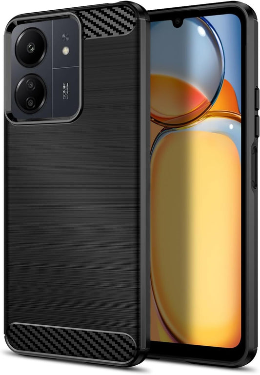 For XIAOMI REDMI 13R CARBON FIBRE CASE SHOCKPROOF SLIM HEAVY DUTY PHONE COVER