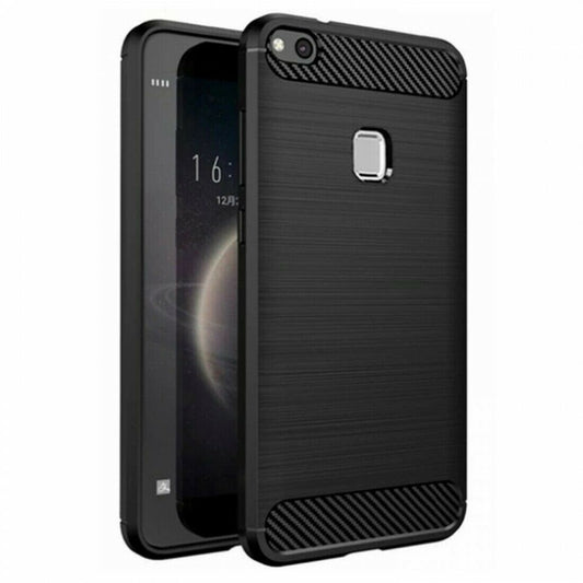 For HUAWEI P10 LITE CARBON FIBER SHOCKPROOF CASE BLACK HEAVY DUTY PHONE COVER