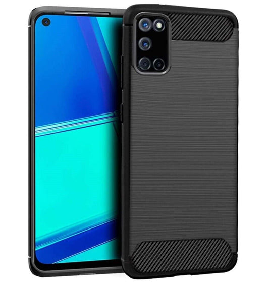 For OPPO A52 CARBON FIBRE CASE SHOCKPROOF SLIM HEAVY DUTY BLACK PHONE COVER A 52