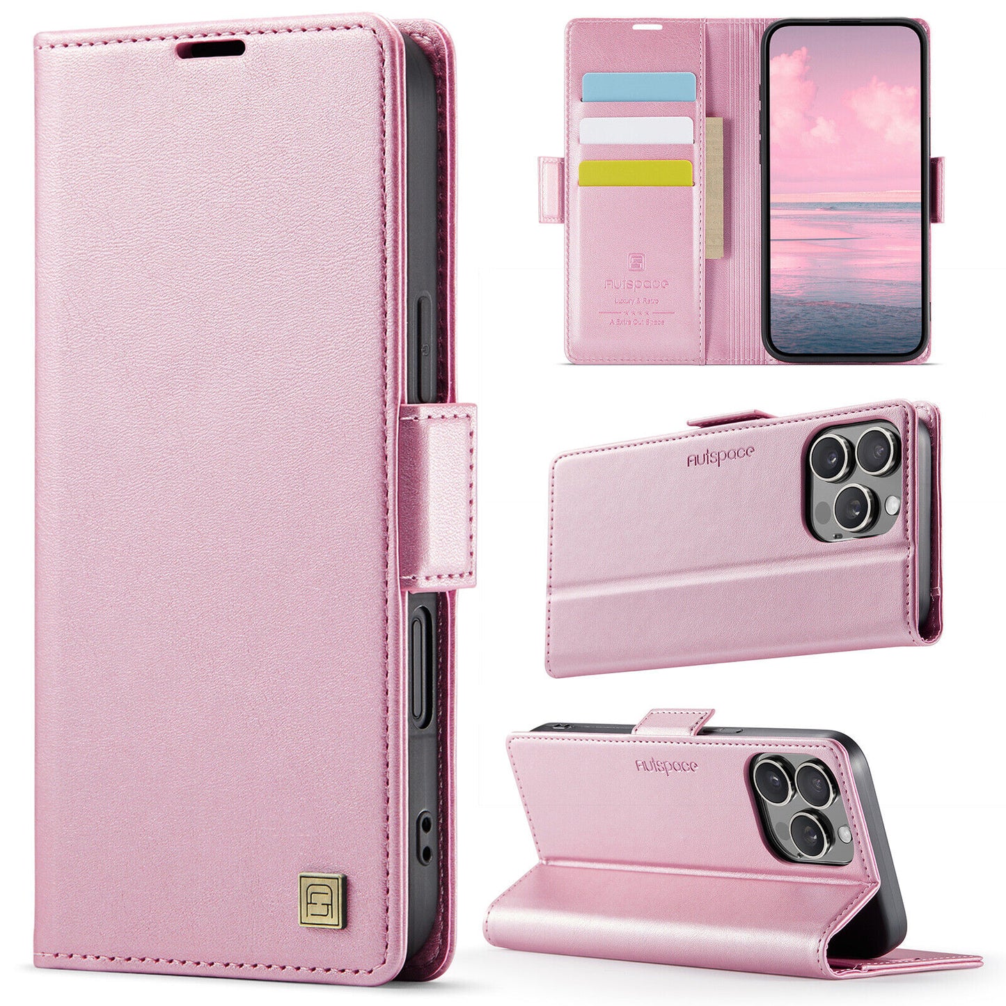 Leather Wallet Cell Phone Case For iPhone 16 15 Pro Max 14 Plus 13 12 Cover