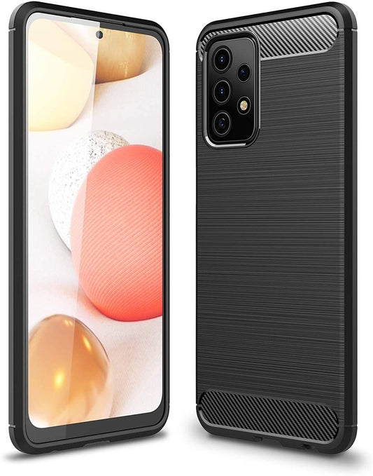 For OPPO A52 CARBON FIBER PHONE CASE SHOCKPROOF SLIM HEAVY DUTY BLACK COVER