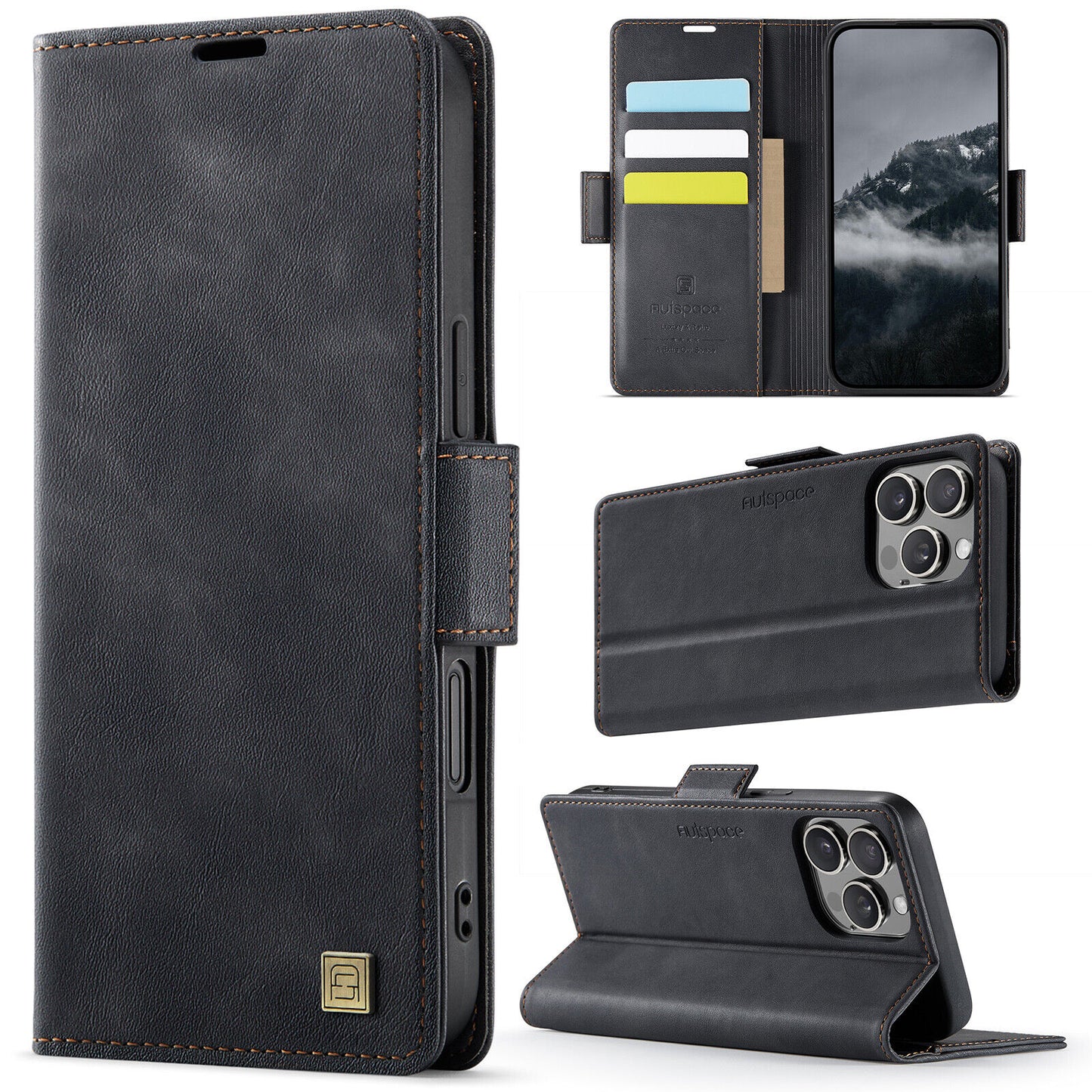 Leather Wallet Cell Phone Case For iPhone 16 15 Pro Max 14 Plus 13 12 Cover