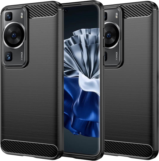 For HUAWEI P60 CARBON FIBRE CASE SHOCKPROOF SLIM HEAVY DUTY BLACK PHONE COVER