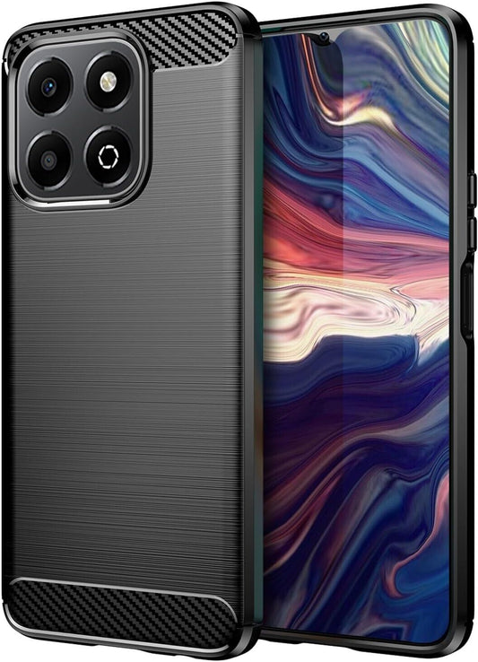 For HONOR X6B CARBON FIBER PHONE BLACK CASE SHOCKPROOF SLIM HEAVY DUTY COVER
