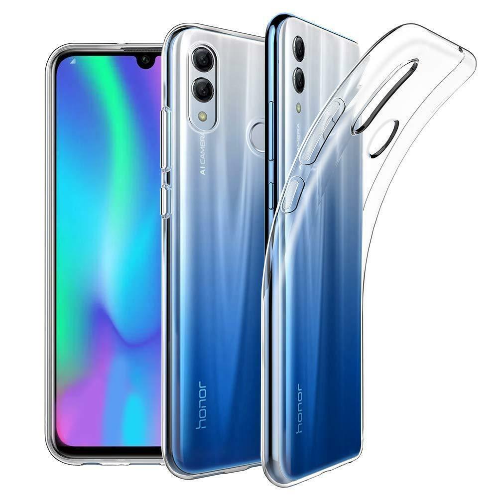 Phone Case For Huawei P Smart 2019 - Black Carbon Fibre & Clear Shock Proof Gel