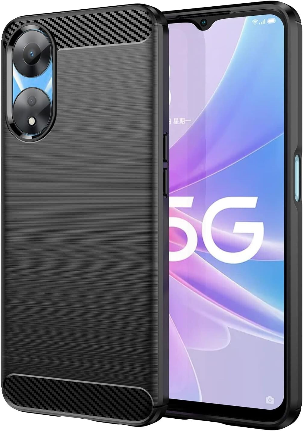 For OPPO A78 5G CARBON FIBER PHONE CASE SHOCKPROOF SLIM HEAVY DUTY BLACK COVER