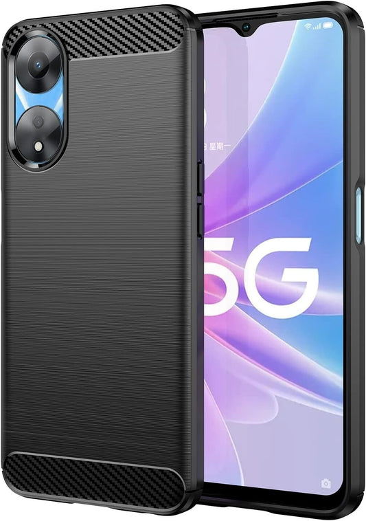 For OPPO A78 5G CARBON FIBER PHONE CASE SHOCKPROOF SLIM HEAVY DUTY BLACK COVER